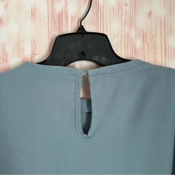 Grace Karin Blue Lace Ruffle Crewneck Blouse Size L - Picture 8 of 12